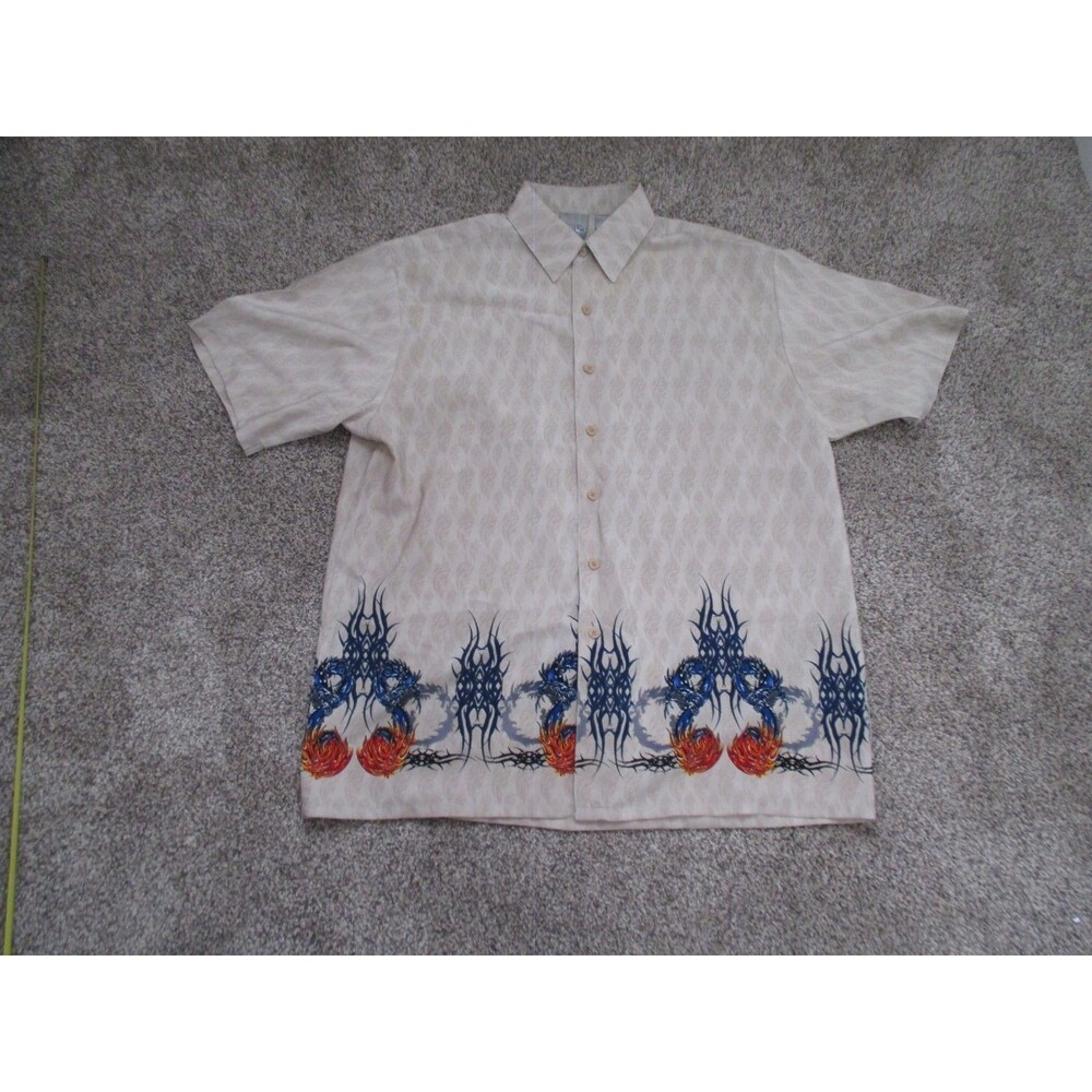 Y2k Vintage XG Dragones Flames Button up shirt mens L